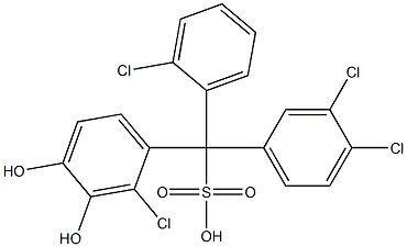 (2-Chlorophenyl)(3,4-dichlorophenyl)(2-chloro-3,4-dihydroxyphenyl)methanesulfonic acid Struktur