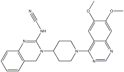 4-[4-[(2-Cyanoamino-3,4-dihydroquinazolin)-3-yl]-1-piperidinyl]-6,7-dimethoxyquinazoline Struktur