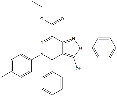 [4,5-Dihydro-3-hydroxy-2,4-diphenyl-5-(4-methylphenyl)-2H-pyrazolo[3,4-d]pyridazine]-7-carboxylic acid ethyl ester Struktur