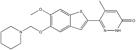 3-(5-Piperidinomethoxy-6-methoxybenzo[b]thiophen-2-yl)-4-methylpyridazin-6(1H)-one Struktur