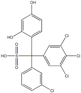 (3-Chlorophenyl)(3,4,5-trichlorophenyl)(2,4-dihydroxyphenyl)methanesulfonic acid Struktur