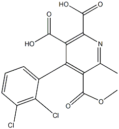 4-(2,3-Dichlorophenyl)-2-methyl-3,5,6-pyridinetricarboxylic acid dihydrogen 3-methyl ester Struktur