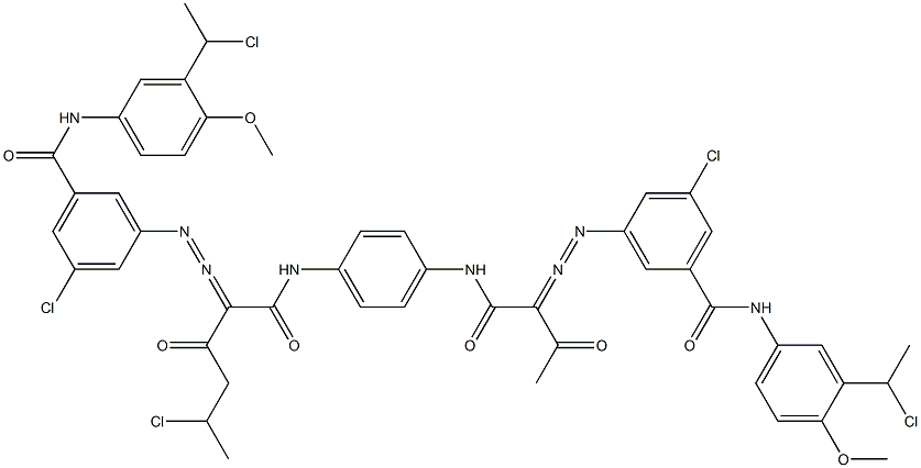 3,3'-[2-(1-Chloroethyl)-1,4-phenylenebis[iminocarbonyl(acetylmethylene)azo]]bis[N-[3-(1-chloroethyl)-4-methoxyphenyl]-5-chlorobenzamide] Struktur