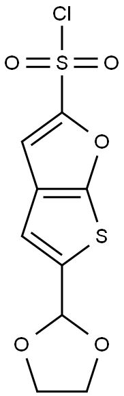 5-(1,3-Dioxolan-2-yl)thieno[2,3-b]furan-2-sulfonic acid chloride Struktur