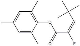 (E)-2-Fluoro-4,4-dimethyl-2-pentenoic acid 2,4,6-trimethylphenyl ester Struktur