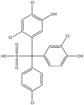 (4-Chlorophenyl)(3-chloro-4-hydroxyphenyl)(2,4-dichloro-5-hydroxyphenyl)methanesulfonic acid Struktur