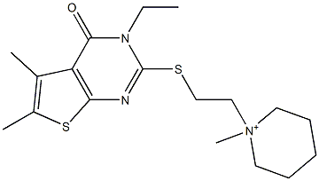 1-Methyl-1-[2-[[[5,6-dimethyl-3-ethyl-3,4-dihydro-4-oxothieno[2,3-d]pyrimidin]-2-yl]thio]ethyl]piperidin-1-ium Struktur