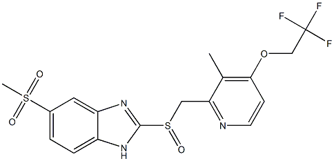 2-[[[3-Methyl-4-(2,2,2-trifluoroethoxy)pyridin-2-yl]methyl]sulfinyl]-5-methylsulfonyl-1H-benzimidazole Struktur