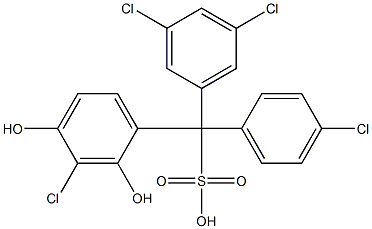 (4-Chlorophenyl)(3,5-dichlorophenyl)(3-chloro-2,4-dihydroxyphenyl)methanesulfonic acid Struktur