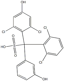 (2,6-Dichlorophenyl)(2,6-dichloro-4-hydroxyphenyl)(3-hydroxyphenyl)methanesulfonic acid Struktur