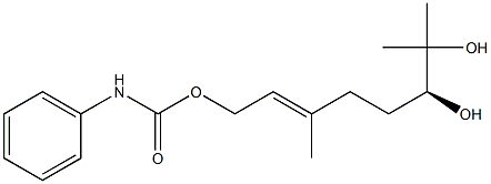 (-)-N-Phenylcarbamic acid [(2E,6S)-6,7-dihydroxy-3,7-dimethyl-2-octenyl] ester Struktur