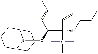 (1S,2R)-1-[(9-Borabicyclo[3.3.1]nonan-9-yl)oxy]-1-[(E)-1-propenyl]-2-(trimethylsilyl)-2-ethenylhexane Struktur