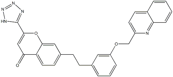 7-[2-[3-[(2-Quinolinyl)methoxy]phenyl]ethyl]-2-(1H-tetrazol-5-yl)-4H-1-benzopyran-4-one Struktur