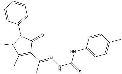 1,5-Dimethyl-2-phenyl-4-[1-[2-[[(4-methylphenyl)amino]thiocarbonyl]hydrazono]ethyl]-1H-pyrazole-3(2H)-one Struktur