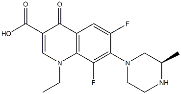 1-Ethyl-6,8-difluoro-1,4-dihydro-7-[(3R)-3-methyl-1-piperazinyl]-4-oxo-3-quinolinecarboxylic acid Struktur