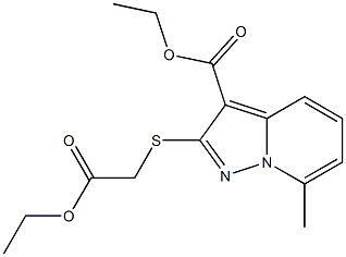 [[7-Methyl-3-(ethoxycarbonyl)pyrazolo[1,5-a]pyridin-2-yl]thio]acetic acid ethyl ester Struktur