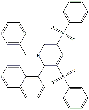 1-Benzyl-3,5-bis(phenylsulfonyl)-2-(1-naphtyl)-1,2,5,6-tetrahydropyridine Struktur