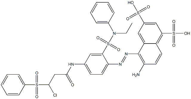 6-Amino-5-[[4-[[3-chloro-1-oxo-3-(phenylsulfonyl)propyl]amino]-2-[(ethylphenylamino)sulfonyl]phenyl]azo]-1,3-naphthalenedisulfonic acid Struktur