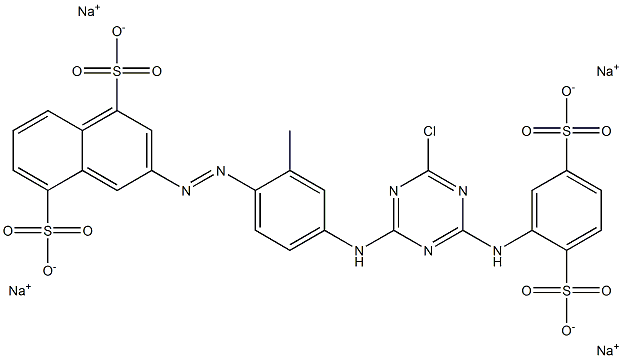 3-[4-[4-Chloro-6-(2,5-disulfoanilino)-1,3,5-triazin-2-ylamino]-2-methylphenylazo]-1,5-naphthalenedisulfonic acid tetrasodium salt Struktur