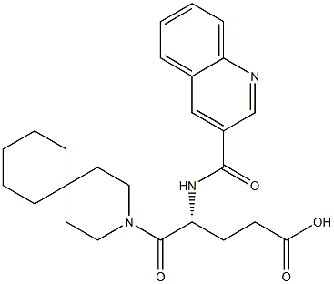 (R)-4-(3-Quinolinylcarbonylamino)-5-oxo-5-(3-azaspiro[5.5]undecan-3-yl)valeric acid Struktur