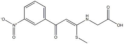 N-[1-(Methylthio)-3-(3-nitrophenyl)-3-oxo-1-propenyl]glycine Struktur