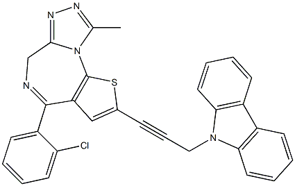 4-(2-Chlorophenyl)-9-methyl-2-[3-(9H-carbazol-9-yl)-1-propynyl]-6H-thieno[3,2-f][1,2,4]triazolo[4,3-a][1,4]diazepine Struktur