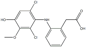 2-(2,6-Dichloro-4-hydroxy-3-methoxyphenylamino)benzeneacetic acid Struktur