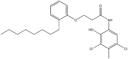 2-[3-(2-Octylphenoxy)propanoylamino]-4,6-dichloro-5-methylphenol Struktur