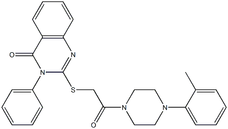 2-[[[[4-(2-Methylphenyl)piperazin-1-yl]carbonyl]methyl]thio]-3-phenylquinazolin-4(3H)-one Struktur