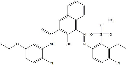 3-Chloro-2-ethyl-6-[[3-[[(2-chloro-5-ethoxyphenyl)amino]carbonyl]-2-hydroxy-1-naphtyl]azo]benzenesulfonic acid sodium salt Struktur