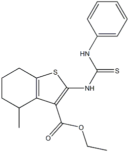 4,5,6,7-Tetrahydro-2-(3-phenylthioureido)-4-methylbenzo[b]thiophene-3-carboxylic acid ethyl ester Struktur