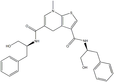 7-Methyl-3,5-bis[[(1S)-1-(hydroxymethyl)-2-phenylethyl]carbamoyl]-4,7-dihydrothieno[2,3-b]pyridine Struktur