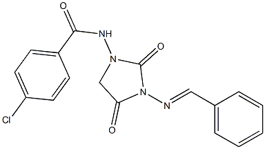 N-(3-(Benzylideneamino)-2,4-dioxoimidazolidin-1-yl)-4-chlorobenzamide Struktur