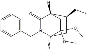 (1R,4S,5S)-2-Benzyl-7,7-dimethoxy-5-ethyl-2-azabicyclo[2.2.2]octan-3-one Struktur