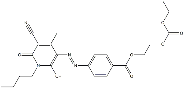 4-[[(1-Butyl-3-cyano-6-hydroxy-4-methyl-2-oxo-1,2-dihydropyridin)-5-yl]azo]benzoic acid 2-(ethoxycarbonyloxy)ethyl ester Struktur