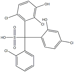 (2-Chlorophenyl)(4-chloro-2-hydroxyphenyl)(2,6-dichloro-3-hydroxyphenyl)methanesulfonic acid Struktur