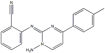 1-Amino-1,2-dihydro-2-(2-cyanophenylimino)-4-(4-methylphenyl)pyrimidine Struktur