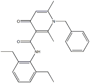 1-Benzyl-1,4-dihydro-2,6-dimethyl-N-(2,6-diethylphenyl)-4-oxopyridine-3-carboxamide Struktur