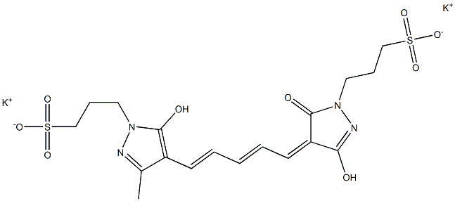 3-[5-Hydroxy-3-methyl-4-[5-[3-hydroxy-5-oxo-1-(3-sulfopropyl)-2-pyrazolin-4-ylidene]-1,3-pentadienyl]-1H-pyrazol-1-yl]propane-1-sulfonic acid dipotassium salt Struktur