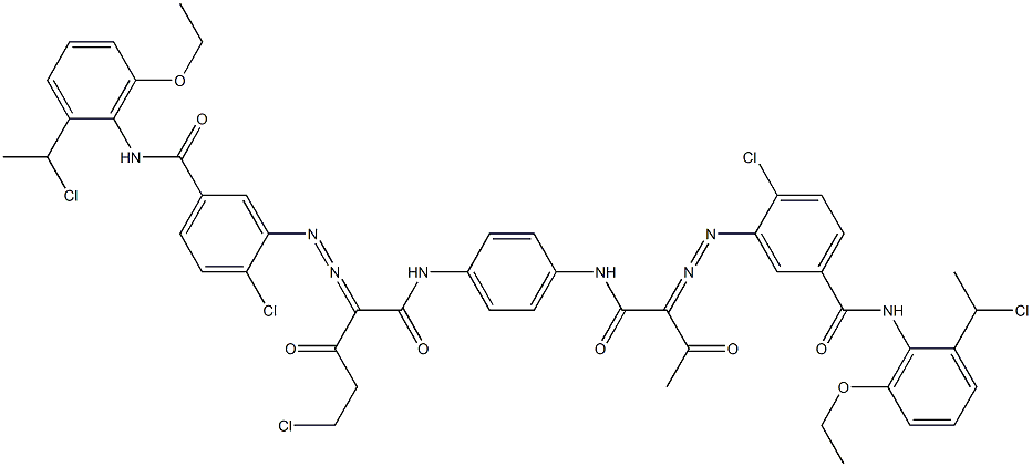 3,3'-[2-(Chloromethyl)-1,4-phenylenebis[iminocarbonyl(acetylmethylene)azo]]bis[N-[2-(1-chloroethyl)-6-ethoxyphenyl]-4-chlorobenzamide] Struktur