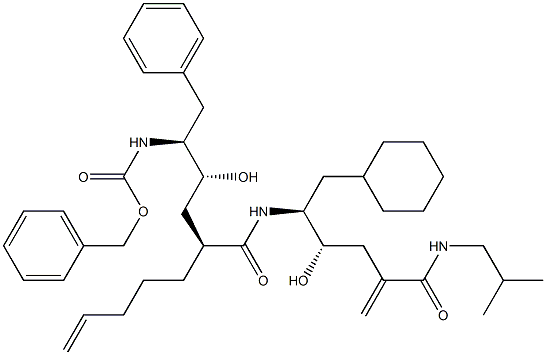 (4S,5S)-6-Cyclohexyl-5-[[(2S,4R,5S)-6-phenyl-5-(benzyloxycarbonylamino)-4-hydroxy-2-(4-pentenyl)hexanoyl]amino]-4-hydroxy-2-methylene-N-(2-methylpropyl)hexanamide Struktur