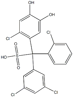 (2-Chlorophenyl)(3,5-dichlorophenyl)(6-chloro-3,4-dihydroxyphenyl)methanesulfonic acid Struktur