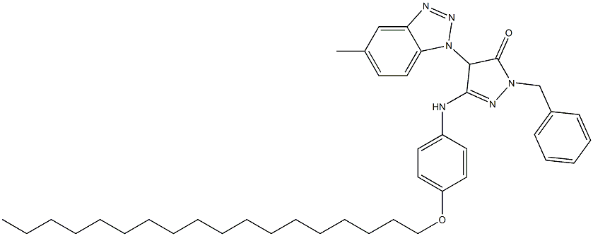 1-Benzyl-4-(5-methyl-1H-benzotriazol-1-yl)-3-(4-octadecyloxyanilino)-5(4H)-pyrazolone Struktur