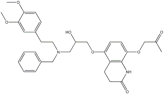 8-Acetonyloxy-5-[3-[N-benzyl-N-(3,4-dimethoxyphenethyl)amino]-2-hydroxypropoxy]-3,4-dihydro-2(1H)-quinolinone Struktur