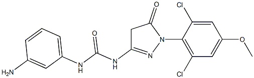 1-(2,6-Dichloro-4-methoxyphenyl)-3-[3-(3-aminophenyl)ureido]-5(4H)-pyrazolone Struktur