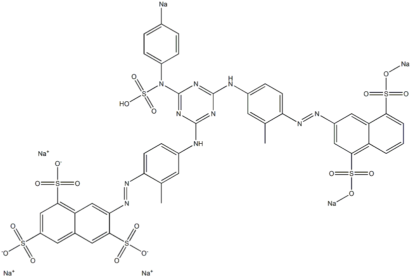 7-[4-[4-[4-[4,8-Di(sodiosulfo)-2-naphtylazo]-3-methylanilino]-6-(p-sodiosulfoanilino)-1,3,5-triazin-2-ylamino]-2-methylphenylazo]-1,3,6-naphthalenetrisulfonic acid trisodium salt Struktur