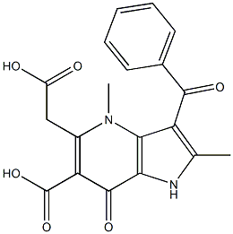 3-Benzoyl-1-carboxymethyl-4,7-dihydro-2,4-dimethyl-7-oxo-1H-pyrrolo[3,2-b]pyridine-6-carboxylic acid Struktur