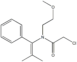 N-[1-(Phenyl)-2-methyl-1-propenyl]-N-[2-methoxyethyl]-2-chloroacetamide Struktur