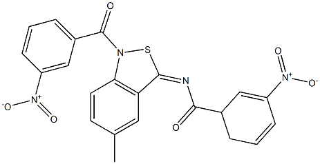 5-Methyl-1-(m-nitrobenzoyl)-3(1H)-(m-nitrobenzoyl)imino-2,1-benzisothiazole Struktur