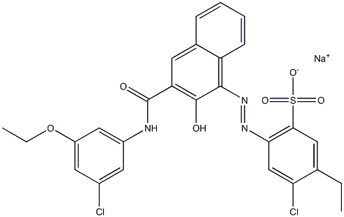 4-Chloro-3-ethyl-6-[[3-[[(3-chloro-5-ethoxyphenyl)amino]carbonyl]-2-hydroxy-1-naphtyl]azo]benzenesulfonic acid sodium salt Struktur